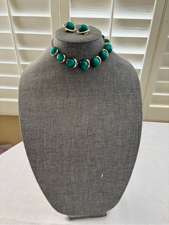 CALIA by Carrie Underwood Jewelry - Green Cabochon Vintage Demi Parure Mid Century Modet